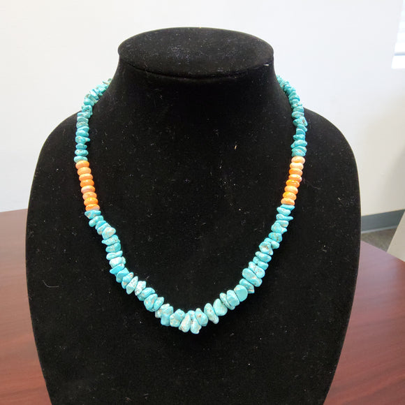 Nugget turquoise with spiny oyster necklace