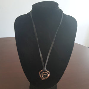 Copper Circle Shape with Leather Necklace