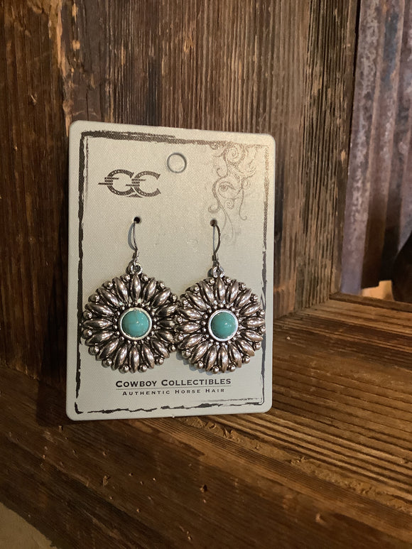 Turquoise Sunflower Earrings