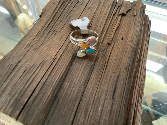 Multi-colored Silver Ring