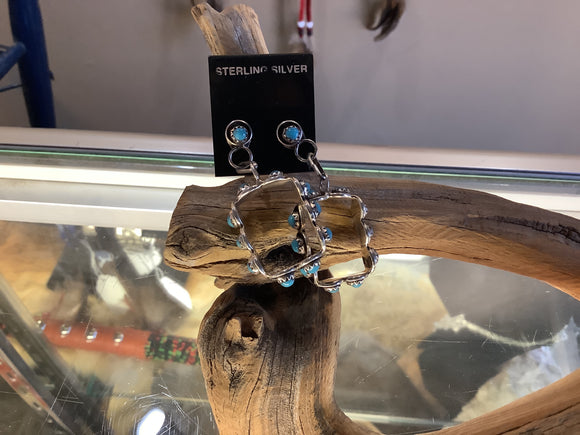 Silver and Turquoise Rectangle Dangles