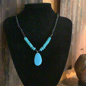 Onyx and Turquoise with Pendent