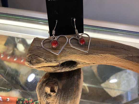 Heart Earrings w Red Center