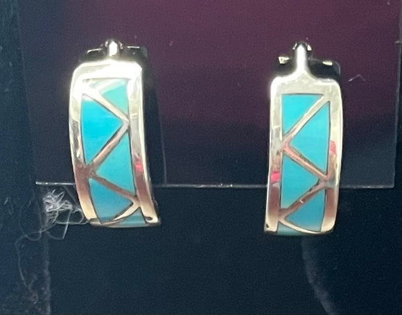 Small Sterling Turquoise hoops