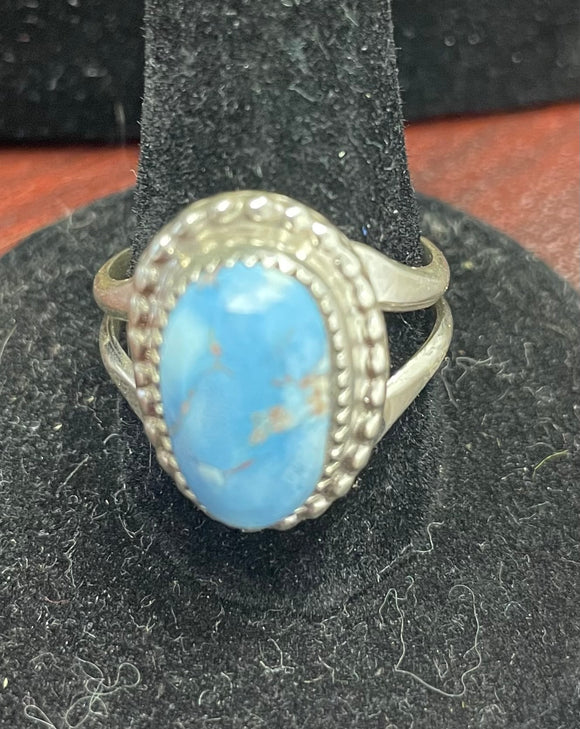 Sterling with blue oval