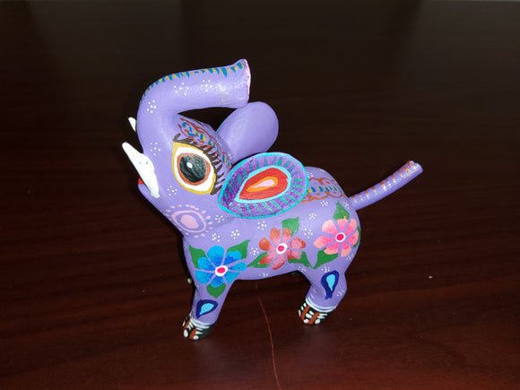 Purple Elephant Wood Carving