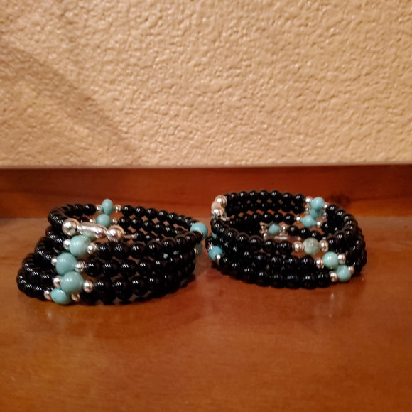 Onyx Turquoise Coil Bracelet