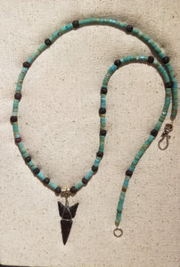 Black Arizona Rhyolite Notched Arrowhead Necklace