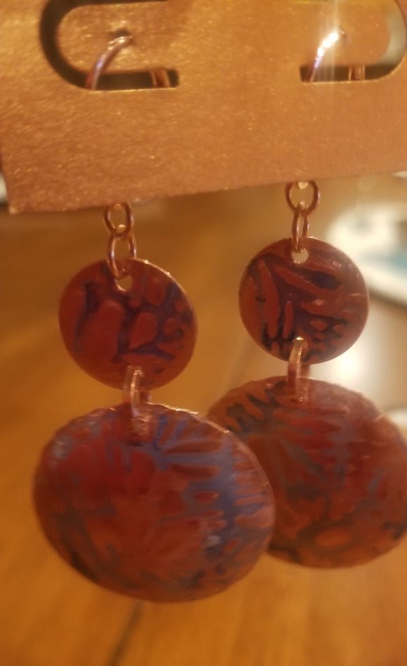 Copper Double Disc Earrings