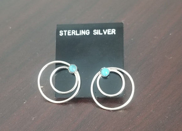 Silver Double Circles with Turquoise