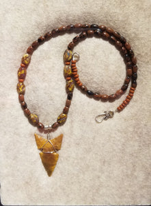 Lavic Jasper Notched Arrowhead Necklace