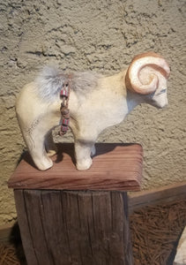Long Horn Ram Sculpture by Gwen Fortner