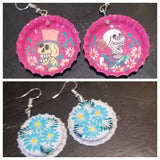 Bottle Cap Skeleton Earrings